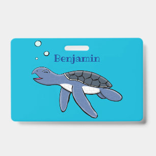 Süße Baby-Meerschildkröte Cartoon-Illustration Ausweis