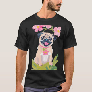 Süße Baby-Mops-Wandkunst - Bezaubernder faltiger W T-Shirt