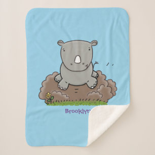 Süße Baby-Nashorn-Cartoon-Illustration Sherpadecke