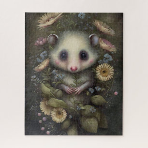Süße Baby-Opossum-Blumen-Malerei Puzzle