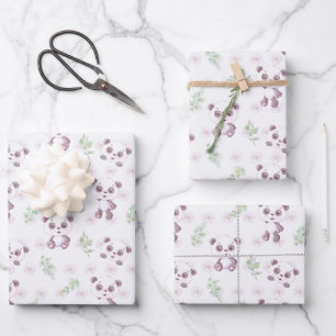 Süße Baby-Panda-Blumen-Balloons-Baby-Party Geschenkpapier Set