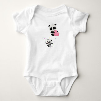 Süße Baby-Panda-Kissen | Zwei glückliche Pandas Ki Baby Strampler