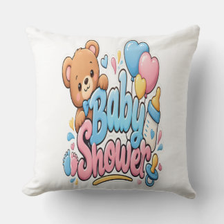Süße Baby-Party-Aufkleber-Gestaltung mit Teddybär Kissen