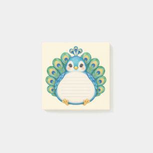 Süße Baby-Pfau-Wasserfarbe-Linien-Notizzettel Post-it Klebezettel