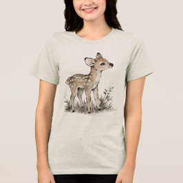 Süße Baby-Reh-Illustration Ästhetische Natur  Tri-Blend Shirt