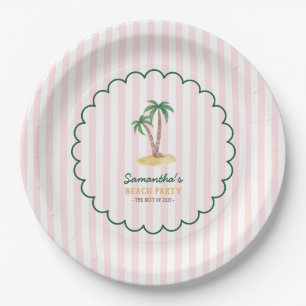 Süße Baby Rosa Streifen Palm Beach Party Pappteller