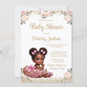 Süße Baby-Rosa-Tutu-Rose Rosa Gold Baby Shower Einladung