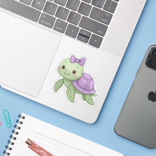 Süße Baby-Schildkröten-Sticker mit lila Panzer  Aufkleber
