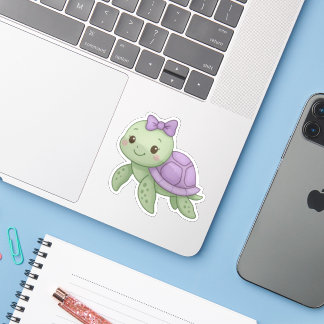 Süße Baby-Schildkröten-Sticker mit lila Panzer Aufkleber