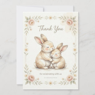Süße Baby Shower Dankeskarten für Kaninchen Dankeskarte