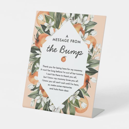 Süsse Baby Shower eine Nachricht von Bump Poster Sockelschild (Vorderseite)