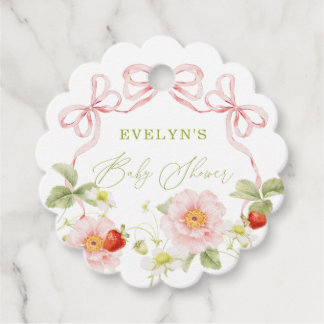 Süße Baby Shower Gingham Favor Tag mit Beeren Geschenkanhänger