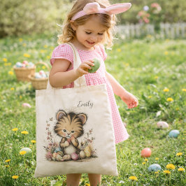 Süße Baby-Tiger-Osterillustration  Tragetasche