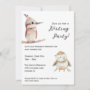 Süße Baby-Vogel-Geschlechtsneutrale Nesting-Party Einladung