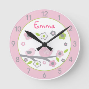 Süße Baby-Vogel-personalisierte Runde Wanduhr