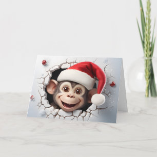 Süße Baby-Weihnachts-Tiere 3D-Affe Gruß Karte