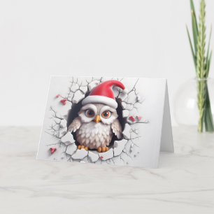 Süße Baby-Weihnachtstiere 3D Eule Grußkarte Karte