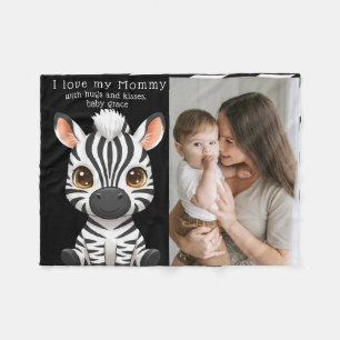 Süße Baby-Zebra-Kunst, Name des Kindes und Nachric Fleecedecke
