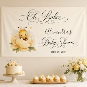 Süße Babybiene Gelbe Wasserfarbe Baby Shower Banner