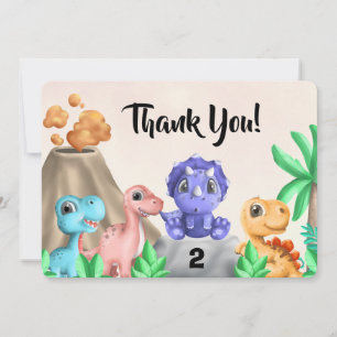 Süße Babydinosaurier Geburtstags-Dankeskarten Einladung