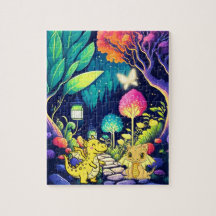 Süße Babydrachen Magischer Wald Puzzle