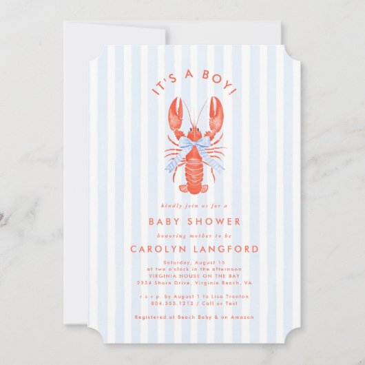 Süsse Babydusche an der Küste Einladung (Vorderseite)