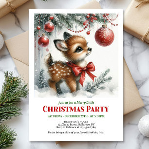 Süße Babyhirsch-Aquarell-Weihnachtseinladung Einladung