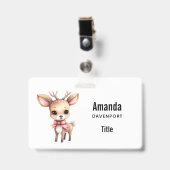 Süße Babyhirsch-Cartoon-Illustration Ausweis (Vorderseite mit Clip)