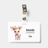 Süße Babyhirsch-Cartoon-Illustration Ausweis (Rückseite mit Clip)