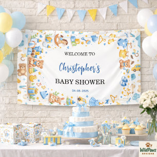 Süße Babykleidung & Spielzeug Jungen-Baby-Party Banner