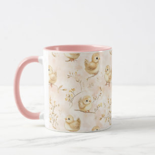 Süße Babyküken Rosa Pastell Aquarellmuster Tasse