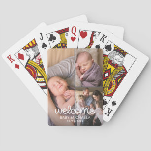 Süße Babynamensanzeige-Fotocollage Spielkarten