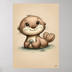 Süße Babyotter-Kinderzimmer skandinavisches Minima Poster