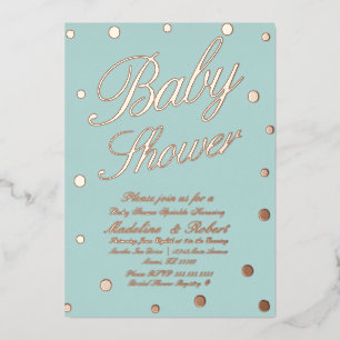 Süße Babyparty-Einladung Gold Punkte Geprägte Foli Folieneinladung