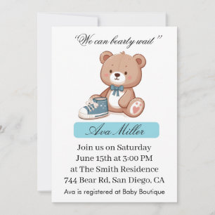 Süße Babyparty-Einladung   Süßes Bären-Thema Einladung