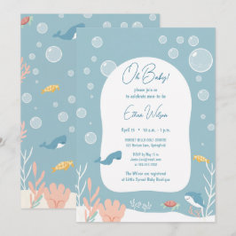 Süße Babyparty für Jungen Aqua-Fischpark Bezaubern Einladung