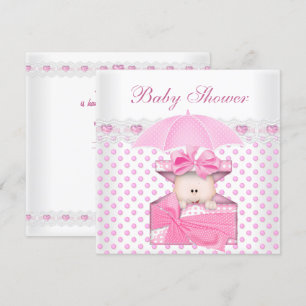 Süße Babyparty Mädchen Baby Weiß Rosa Punkte Einladung