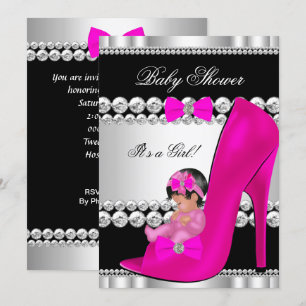 Süße Babyparty Mädchen Hot Pink Baby im Schuh Einladung