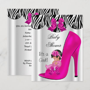 Süße Babyparty Mädchen Hot Pink Baby Schuh Einladung