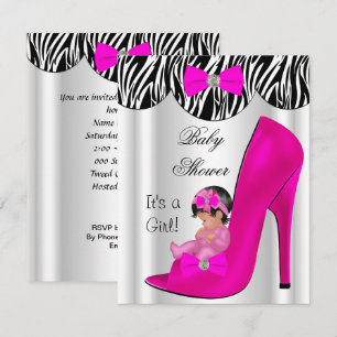 Süße Babyparty Mädchen Hot Pink Babyschuh Einladung