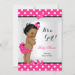 Süße Babyparty Mädchen Hot Pink Schwarz Ethnisch Einladung