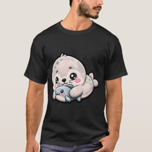 Süße Babyrobben Stickerei Patch T-Shirt