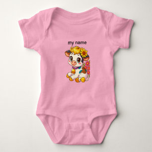 Süße Babys Kuh mit Blumen Burp Tuch Baby Strampler