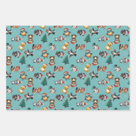 Süße Babysanta-Hutmotive Tiere Geschenkpapier Set