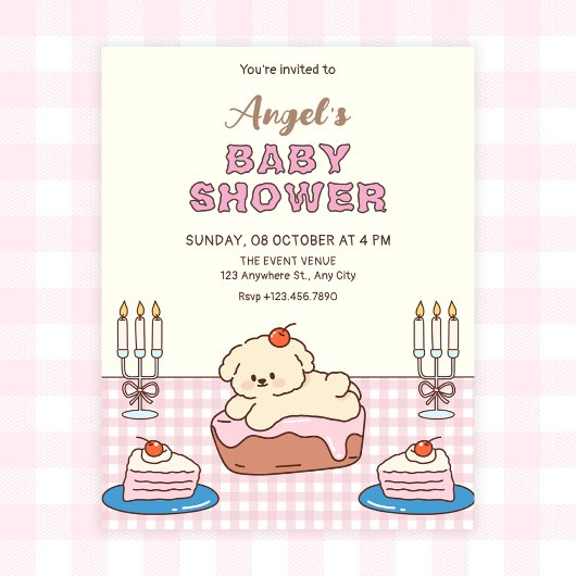 Süße Babyshower-Torte Einladung