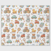 Süße Babyspielzeug-Muster-Design Geschenkpapier (Flach)