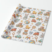 Süße Babyspielzeug-Muster-Design Geschenkpapier (Ungerollt)
