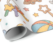 Süße Babyspielzeug-Muster-Design Geschenkpapier (Rolleneckpunkt)