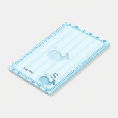 Süße Babywal Blau gestreifte Post-It Notes Klebezettel (angewinkelt)