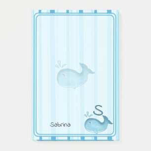 Süße Babywal Blau gestreifte Post-It Notes Klebezettel